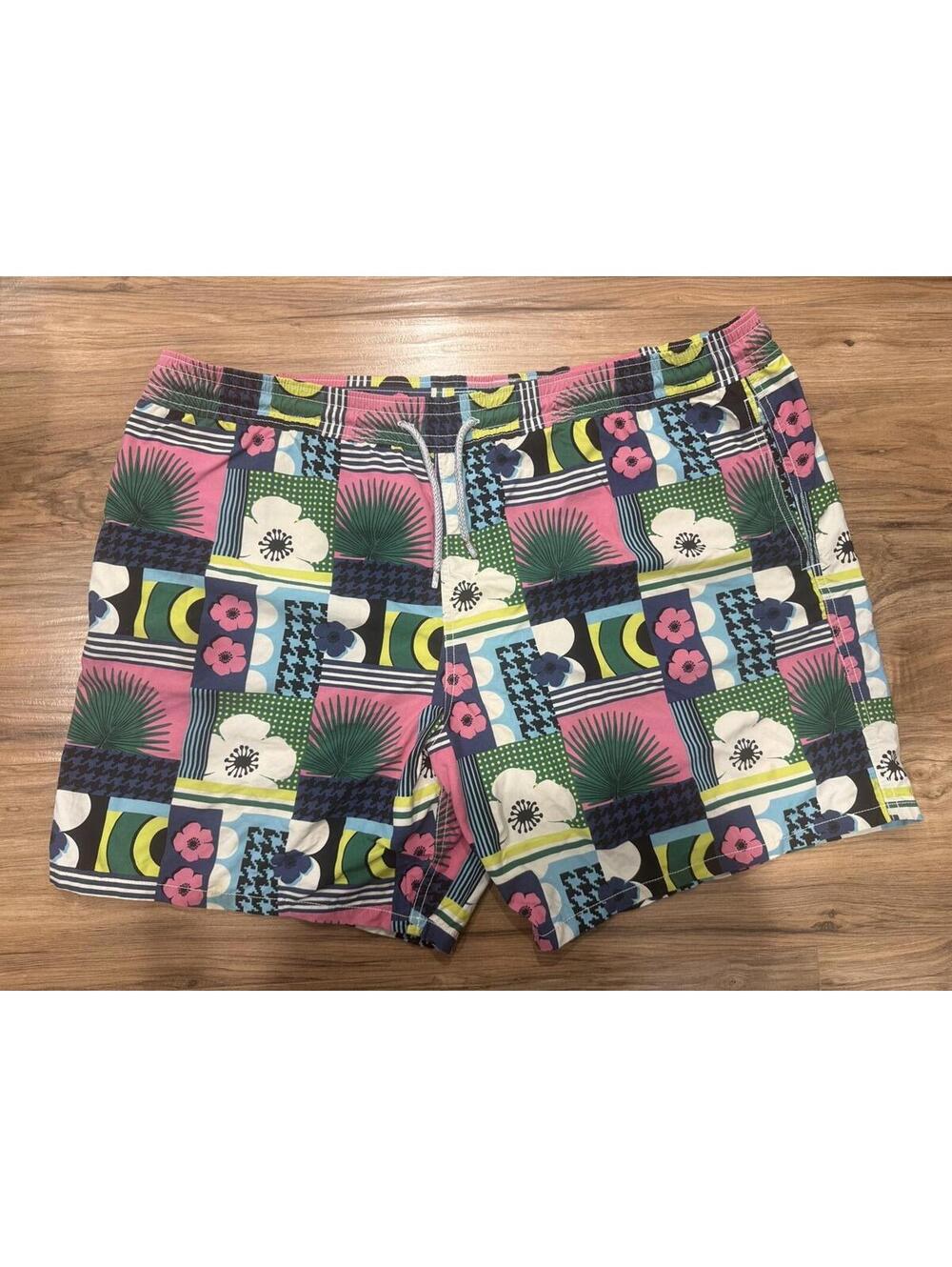 Vintage Vilebrequin Swim Trunks Men XXXL (42") Patchwork Tropical Board Shorts